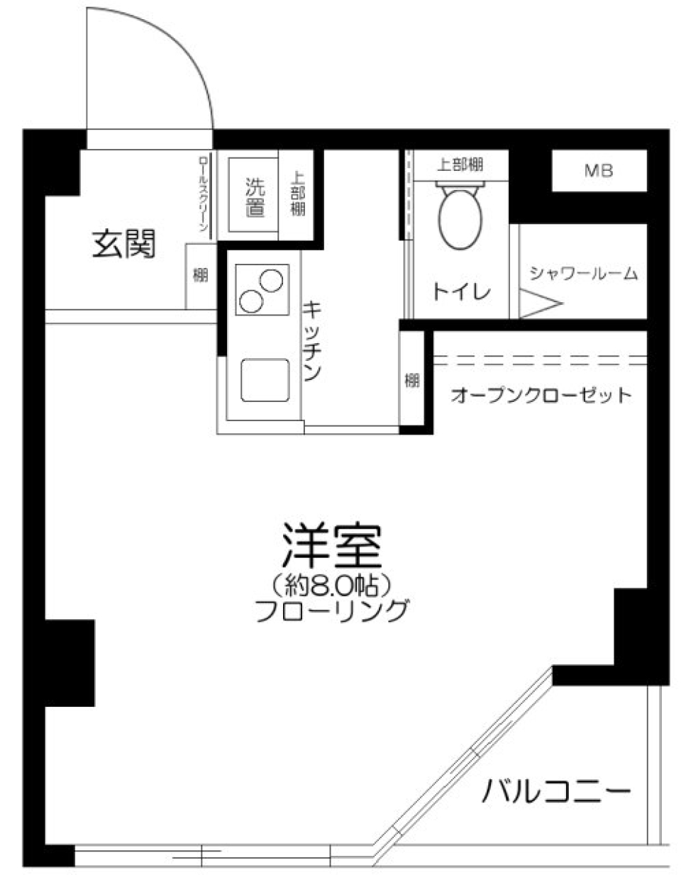 ちょっとした造作がうれしい赤坂のお部屋の間取り図