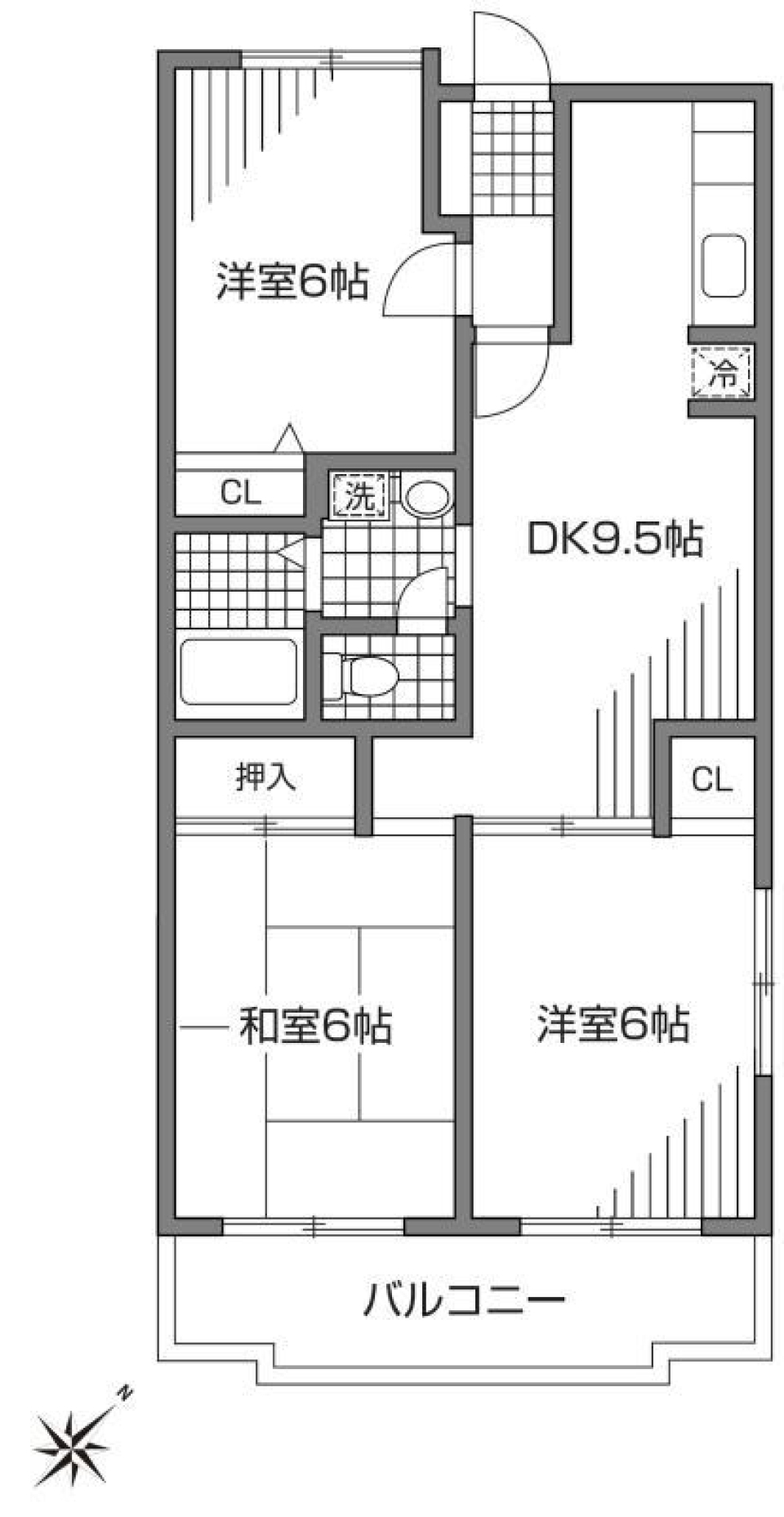 ウィンダム宮前　206号室の間取り図