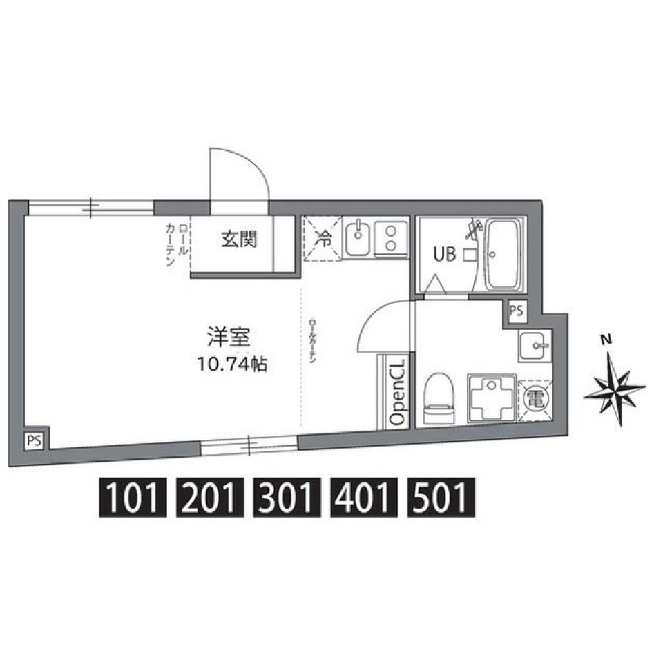 アザレア王子本町 301号室の間取り図