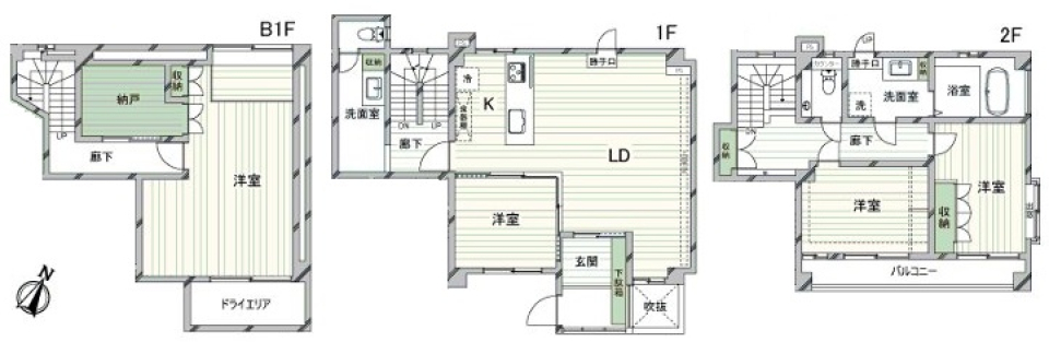 コンフォール田園調布　1F奥住戸の間取り図