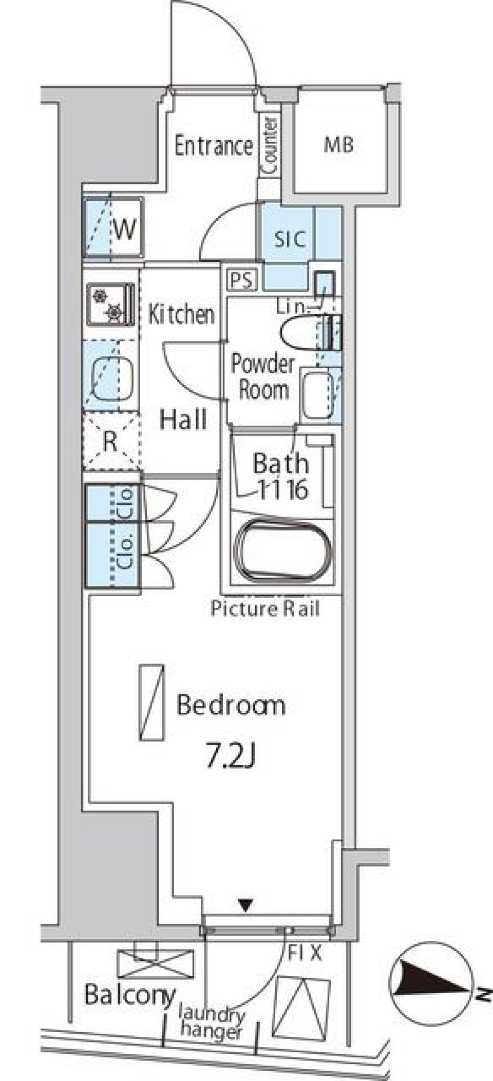 バウスフラッツ品川キャナルサイド　1102号室の間取り図