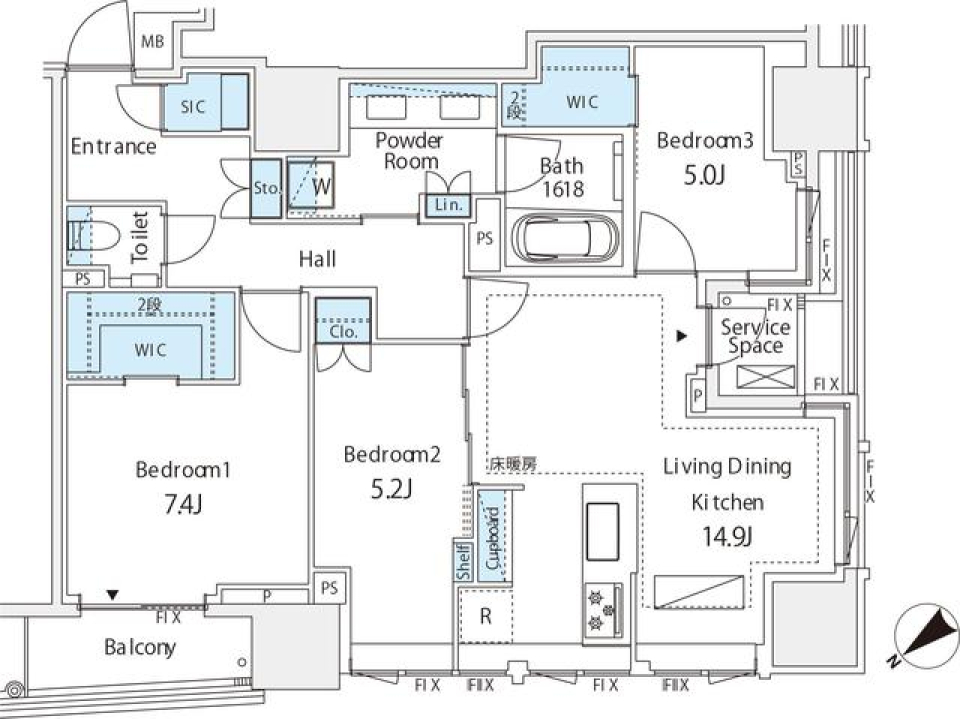 ミレアコート銀座プレミア　1303号室の間取り図