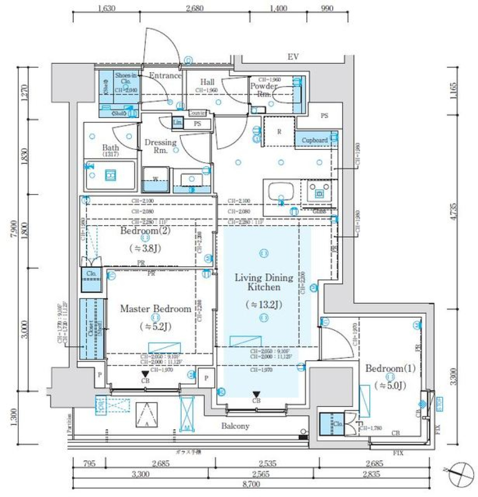 パークリュクス神田　1201号室の間取り図