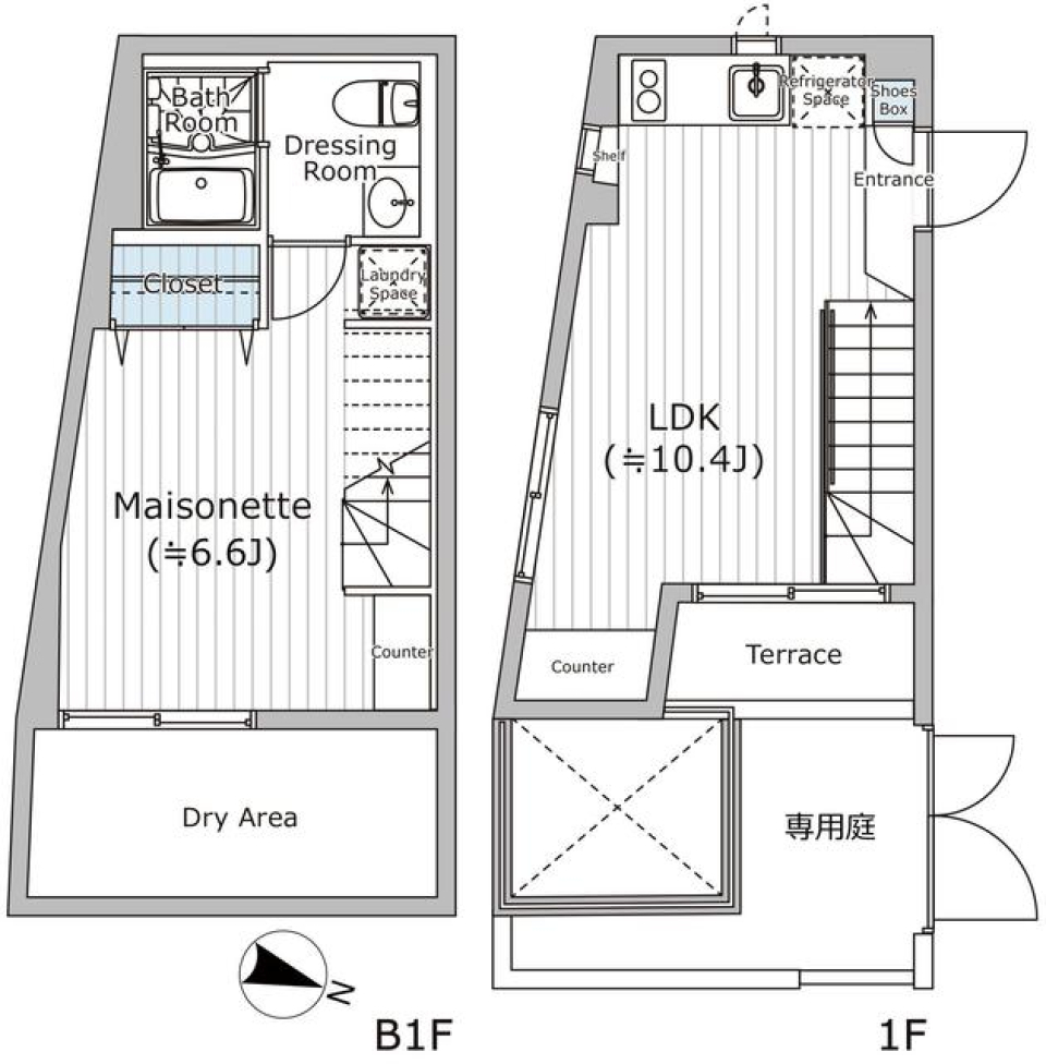 ナチュラルテイストメゾネットの間取り図