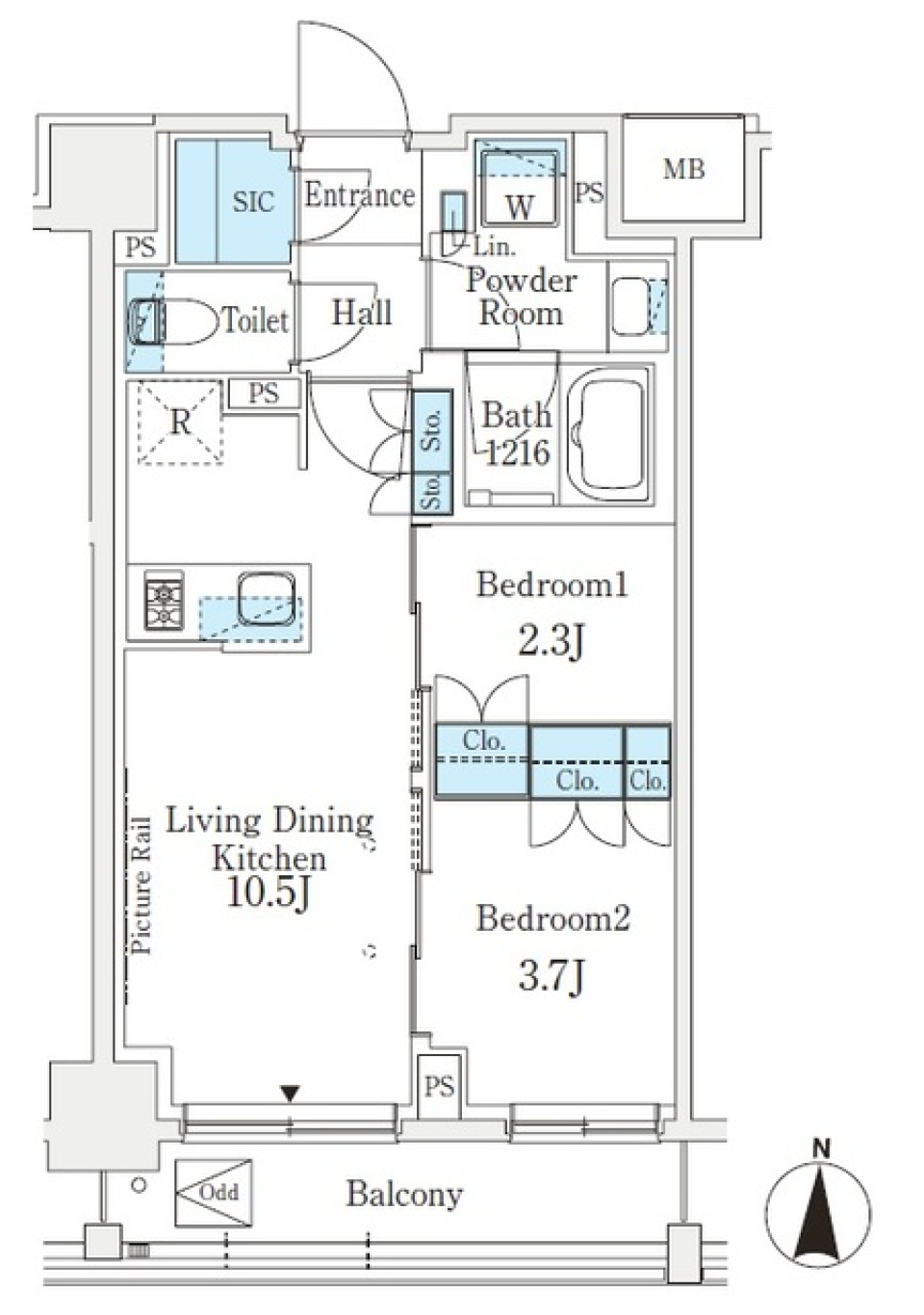 Ｊ．ＧＲＡＮ　Ｃｏｕｒｔ　品川西大井ＥＡＳＴ　505号室の間取り図