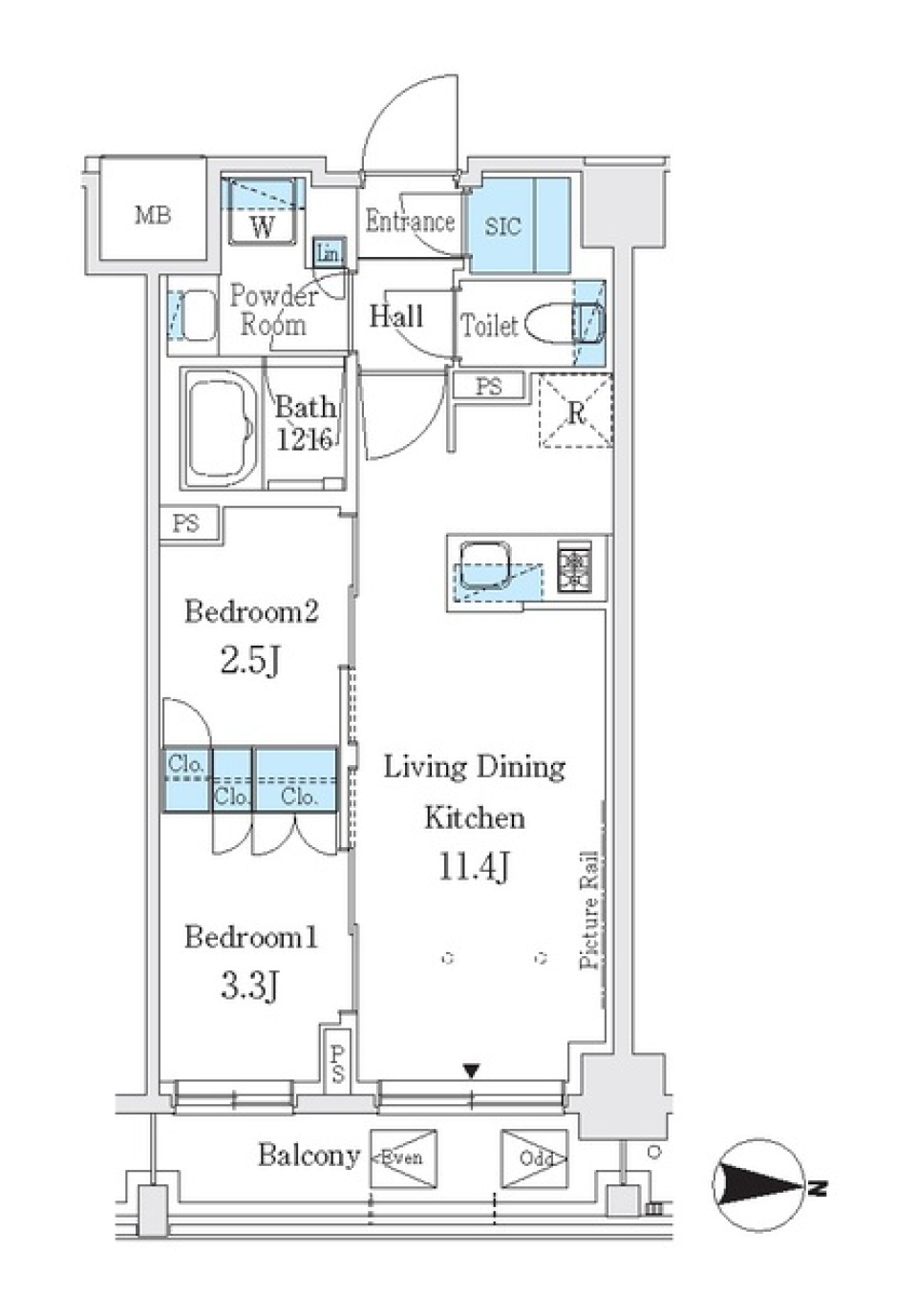 Ｊ．ＧＲＡＮ　Ｃｏｕｒｔ　品川西大井ＥＡＳＴ412号室の間取り図