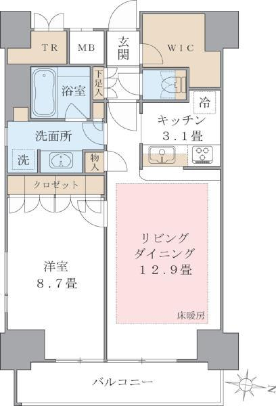 Ｂｒｉｌｌｉａ　ｉｓｔ　東雲キャナルコート　726号室の間取り図