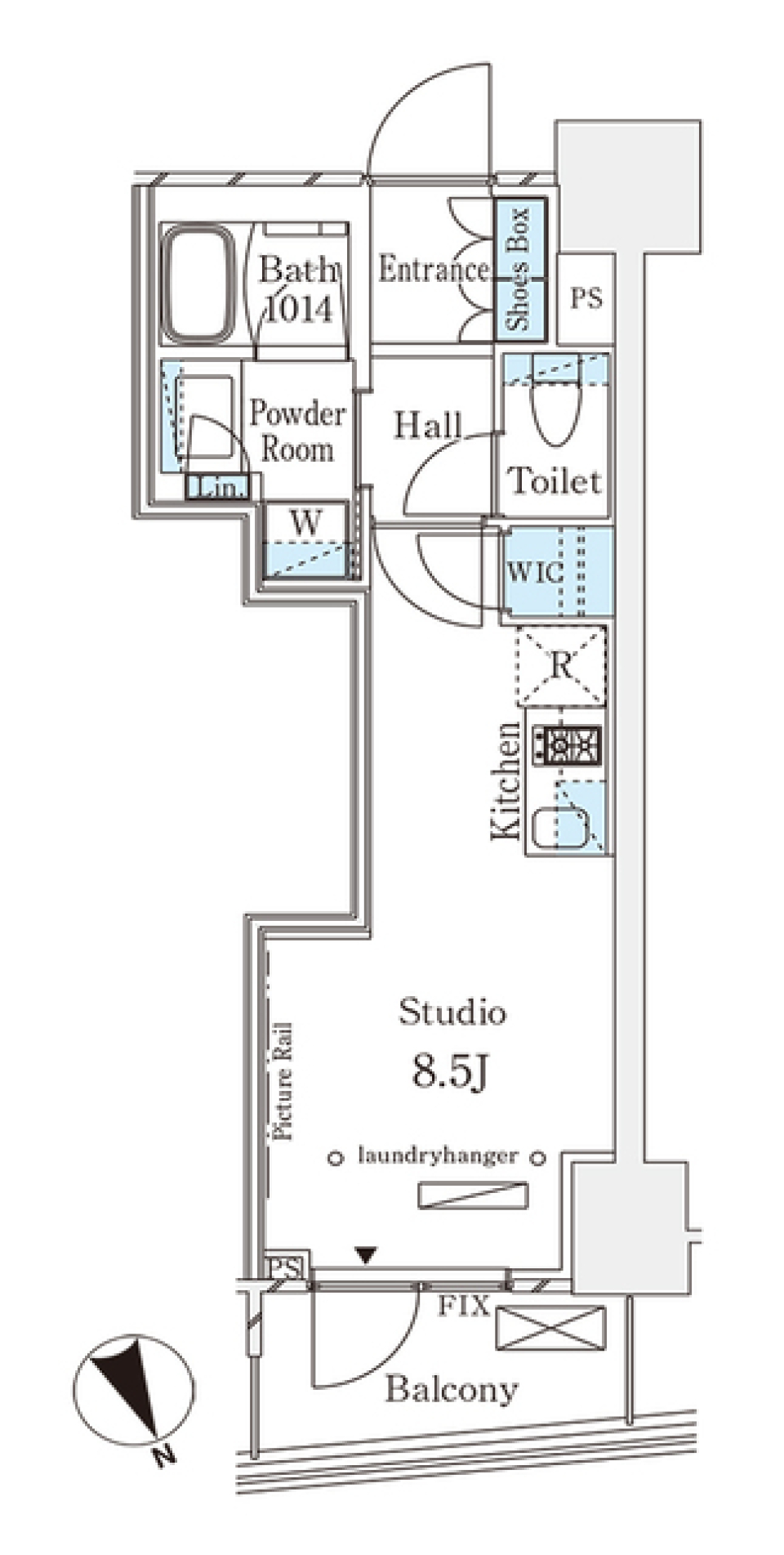 パークナードフィット南青山Ｖｉｓｔａ　1304号室の間取り図