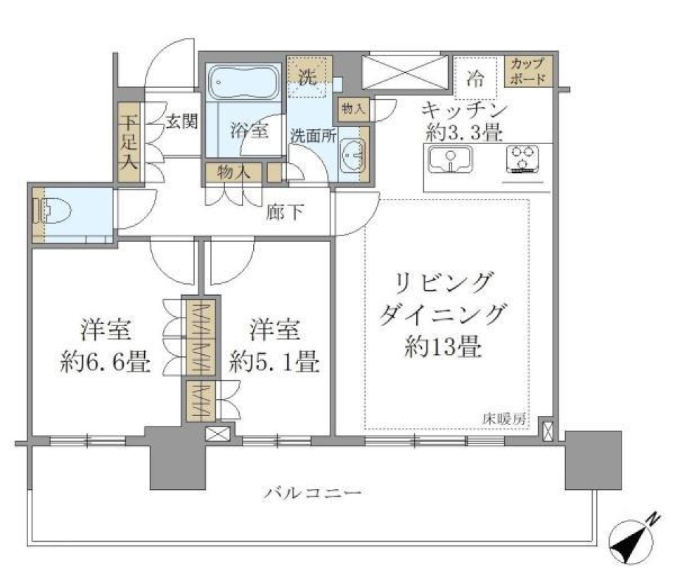 東京ベイを眺めての間取り図