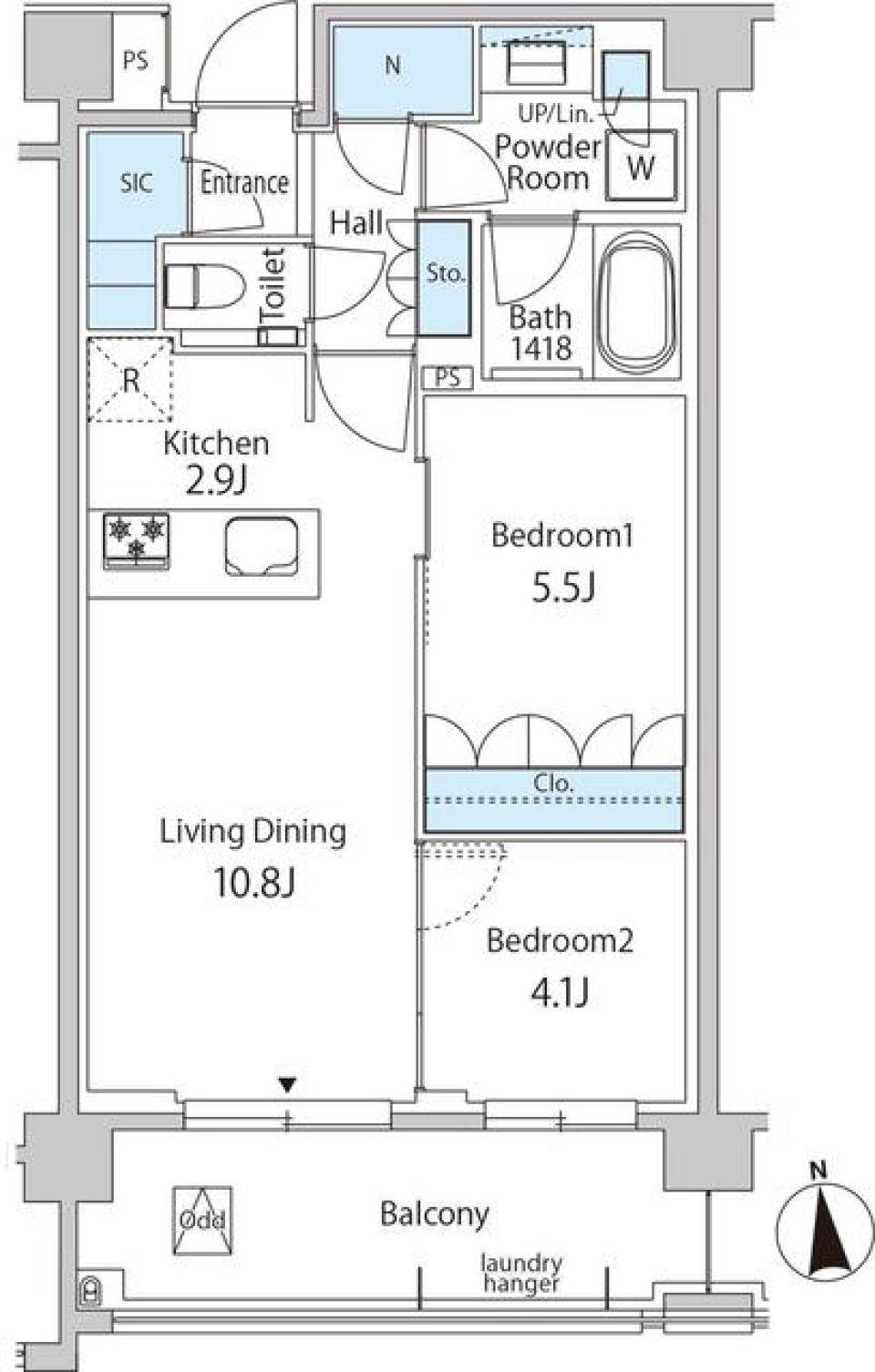 エントランスに魅せられての間取り図