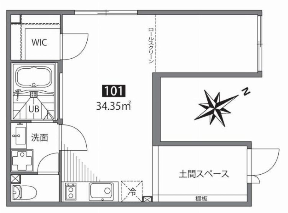 西新宿アパートメント 101の間取り図