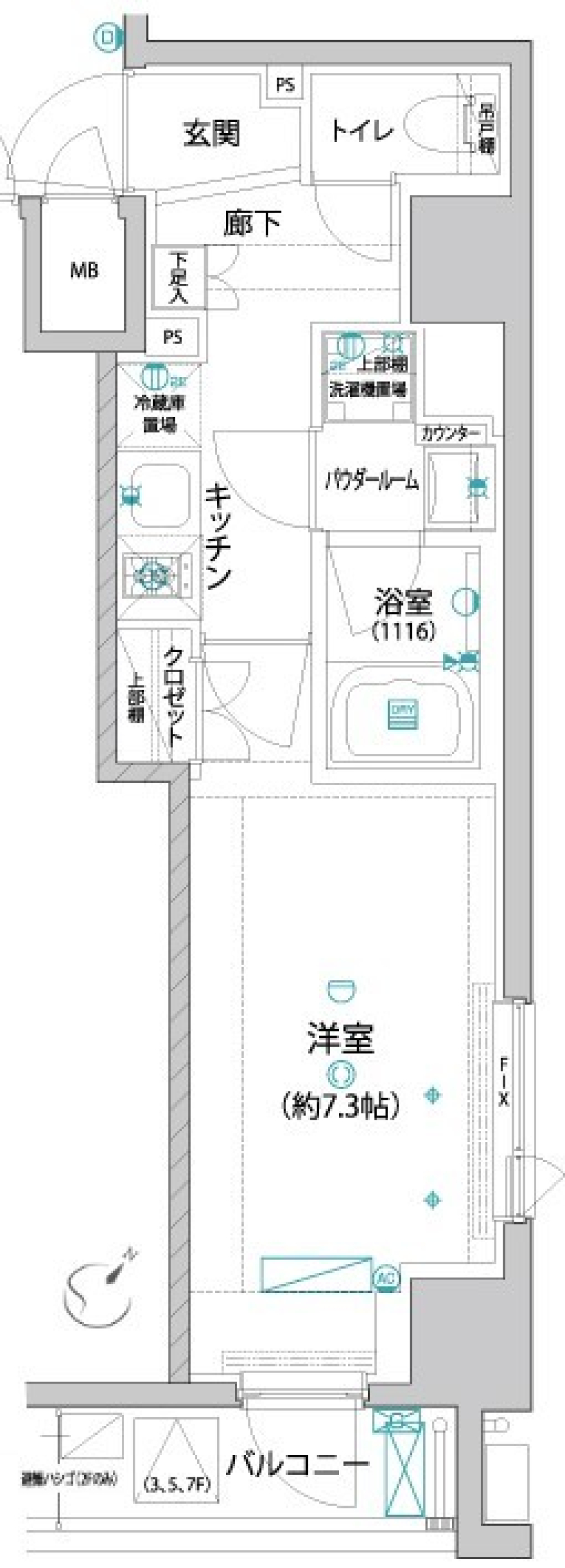 アヴァンテ勝どき 702の間取り図