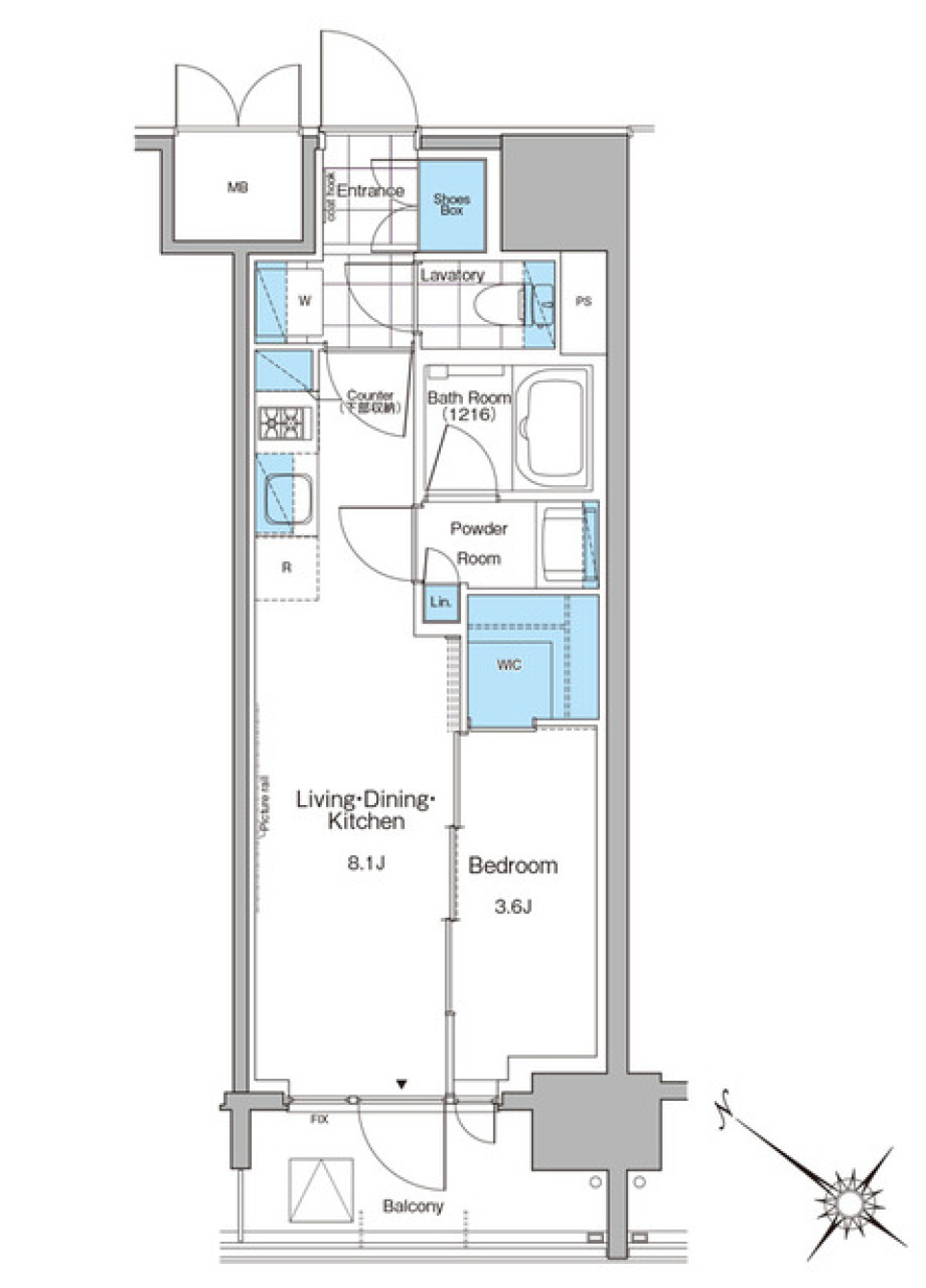 ルフォンプログレ西大井プレミア 1404号室の間取り図