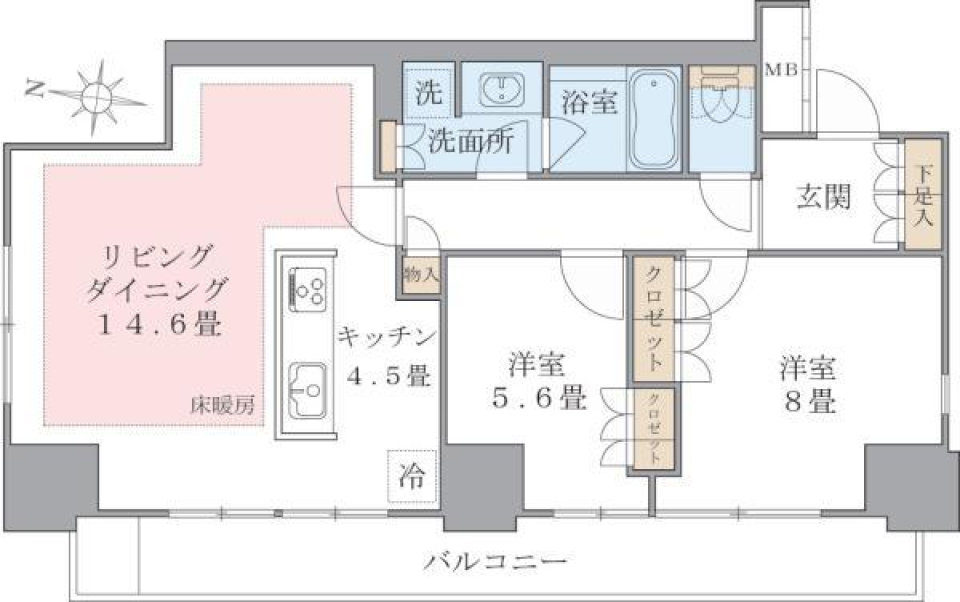 Ｂｒｉｌｌｉａ　ｉｓｔ　東雲キャナルコート 1302号室の間取り図