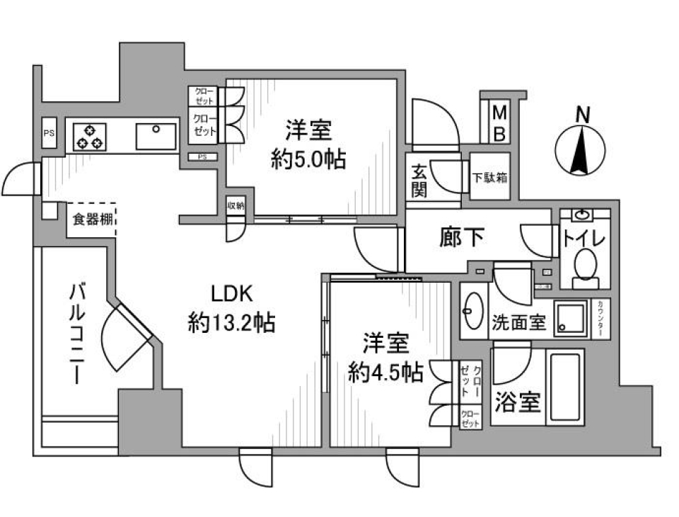 プラウドタワー名駅南 1705の間取り図