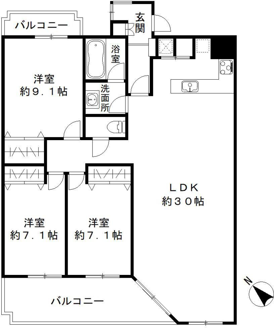 ヒルズ春山　305の間取り図