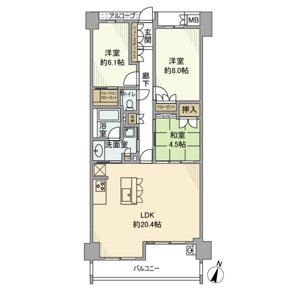 プレミスト東山公園　203の間取り図