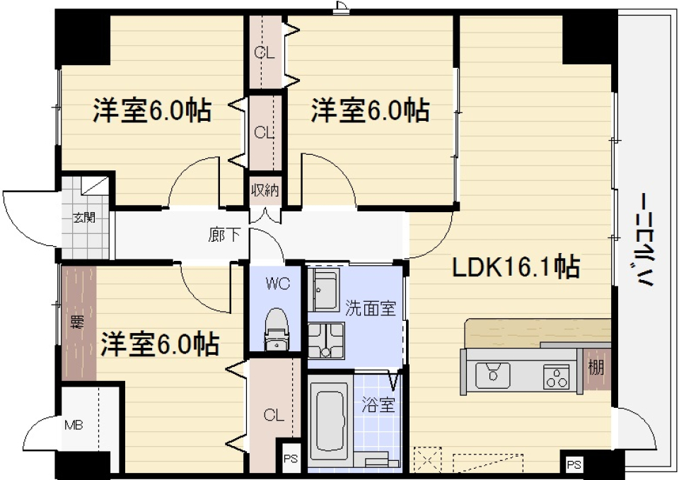 ノーブル徳川 00501号室の間取り図