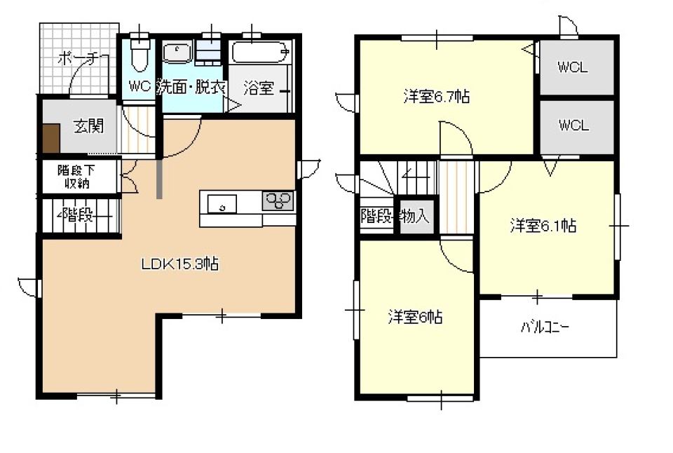 花塚町２－３３戸建賃貸Ａ 00001号室の間取り図