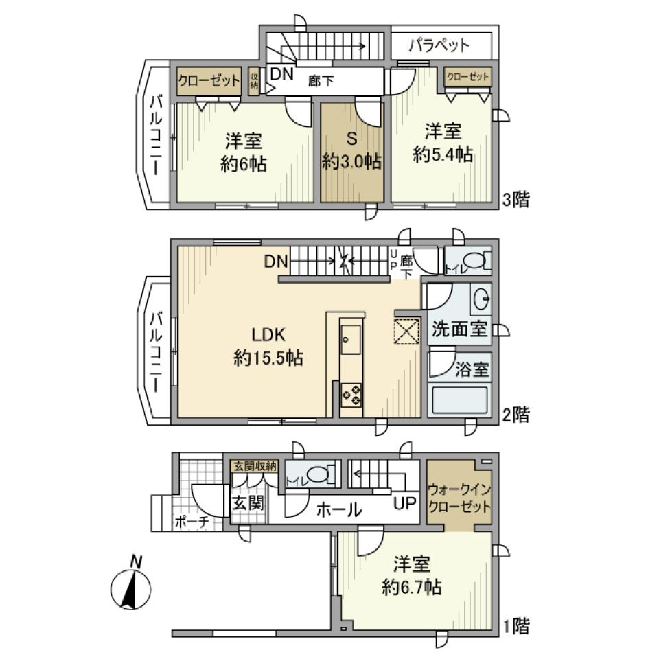 西戸部町戸建の間取り図