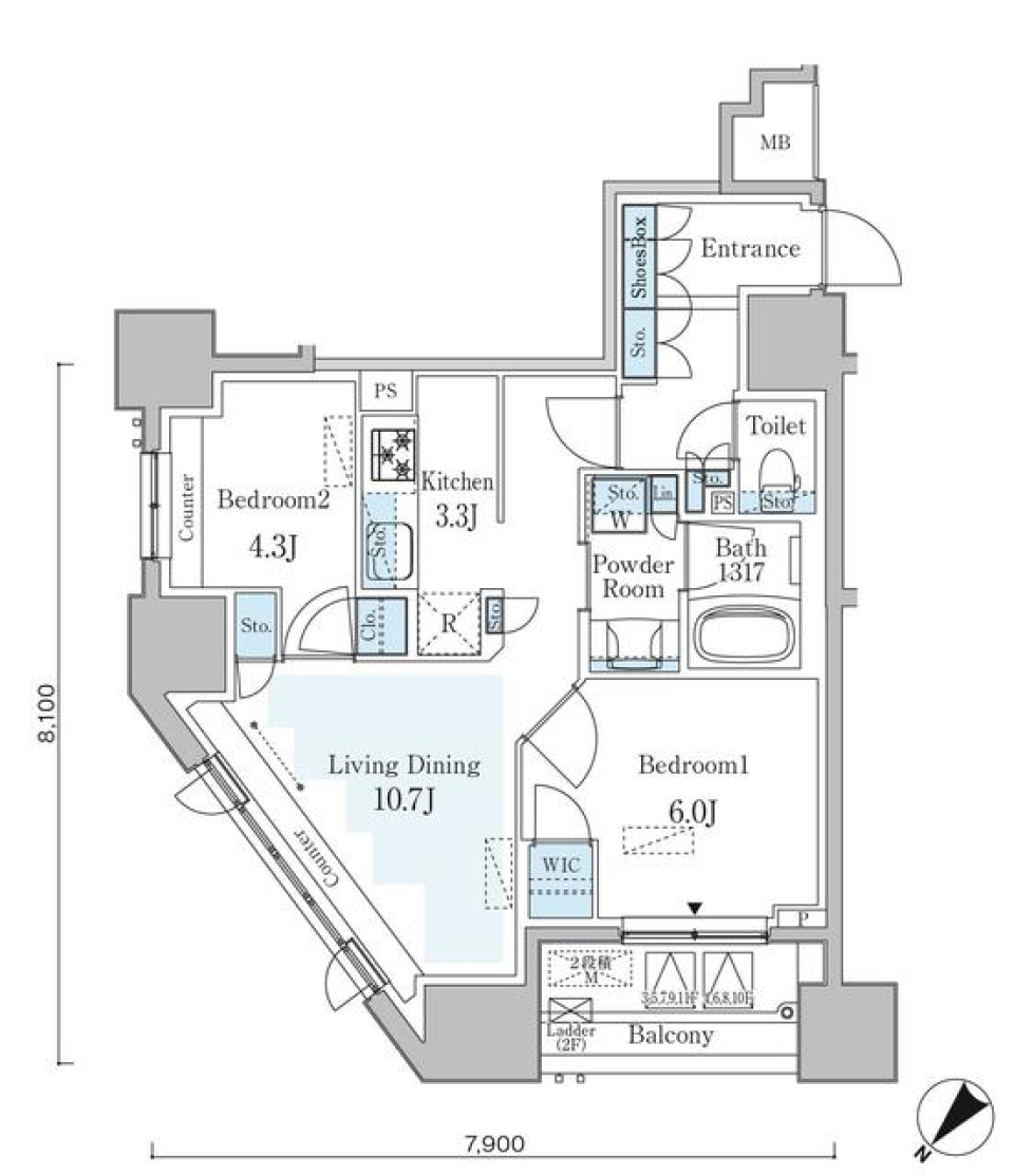 ＧＲＡＮ　ＰＡＳＥＯ横濱関内ＰＲＥＭＩＵＭ 303号室の間取り図