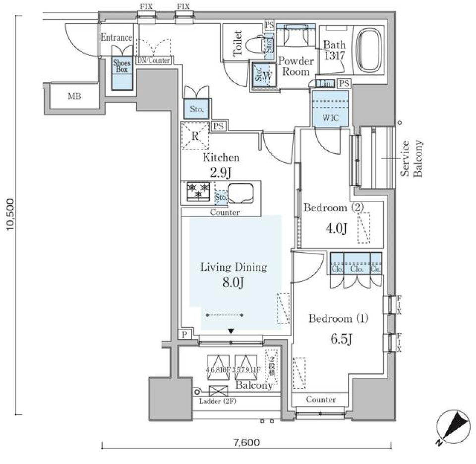 ＧＲＡＮ　ＰＡＳＥＯ横濱関内ＰＲＥＭＩＵＭ 401号室の間取り図