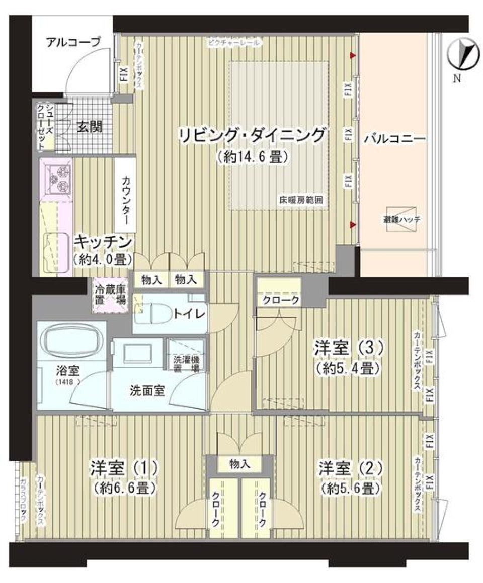 ガーデニエール砧　ＷＥＳＴ　324号室の間取り図