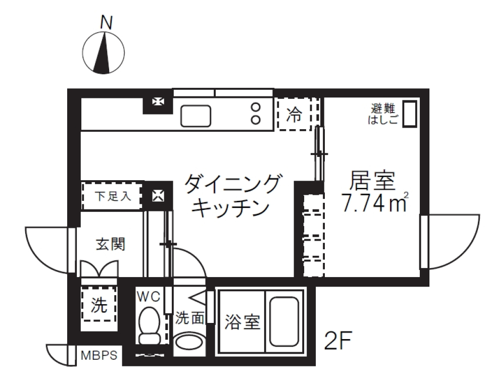 ミオテゾーロ哲学堂カーザ 0201の間取り図