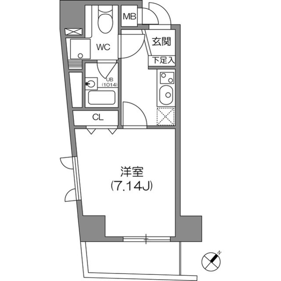 文京区コンパクト・リビング: 小さな空間で大きな夢を描く1Kの間取り図