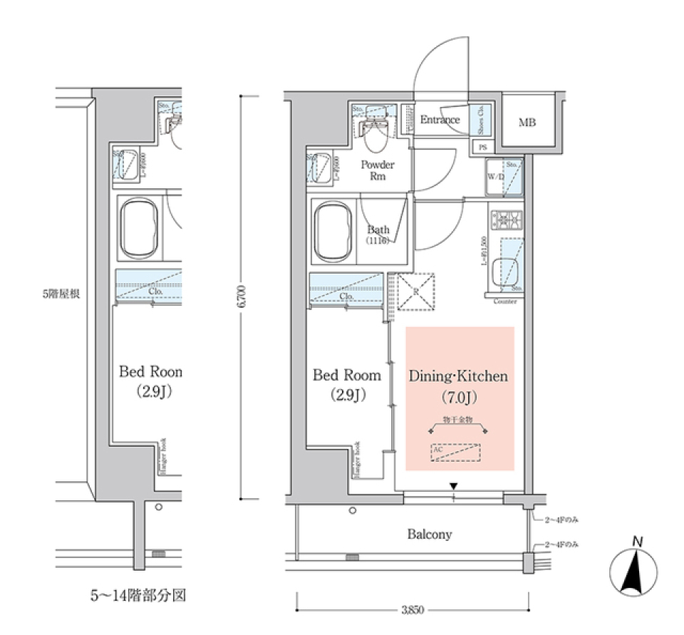 アーバネックス西新宿Ⅱ 304の間取り図