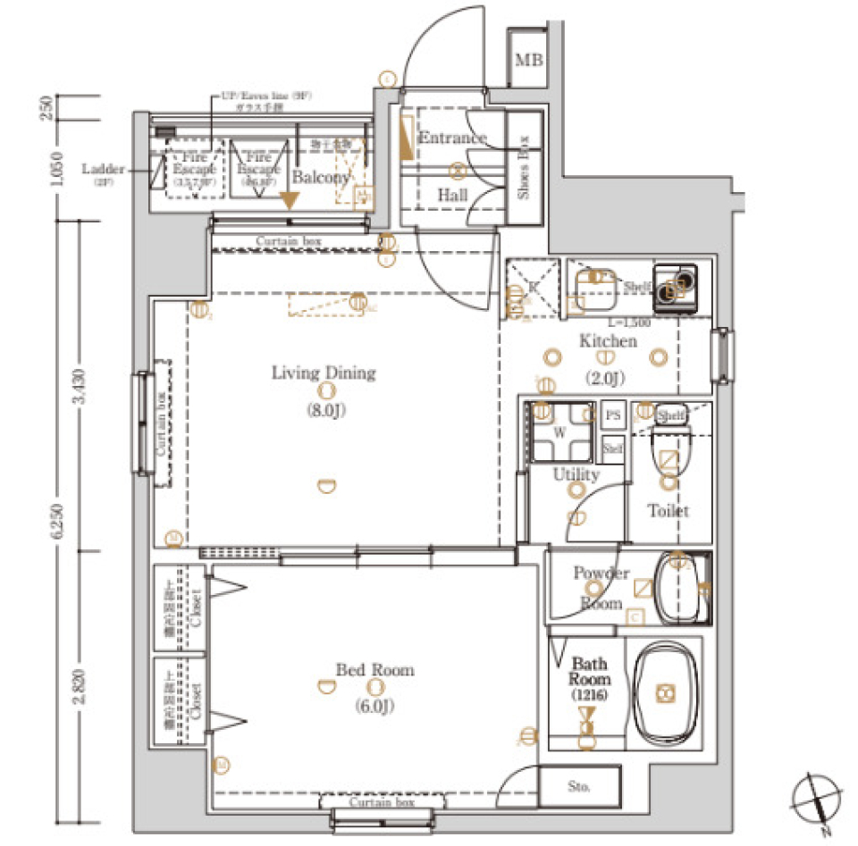 Log銀座東／ログ銀座東　204号室の間取り図