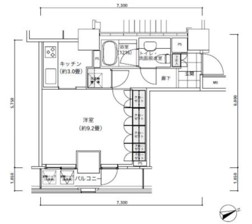 パークキューブ愛宕山タワー 1604号室の間取り図