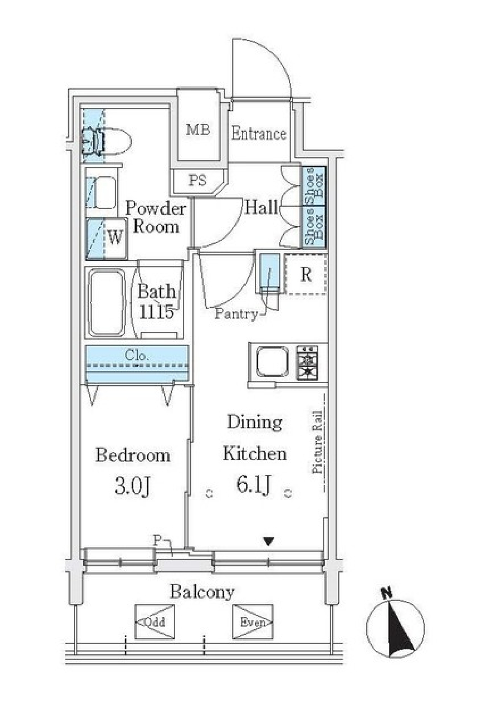 Ｊ．ＧＲＡＮ　Ｃｏｕｒｔ　浅草 1202号室の間取り図