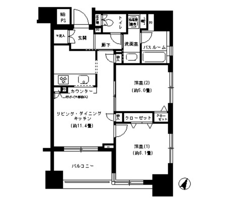 パークキューブ市ヶ谷 1202号室の間取り図