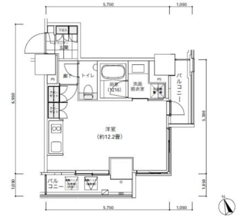 パークキューブ愛宕山タワー　704号室の間取り図