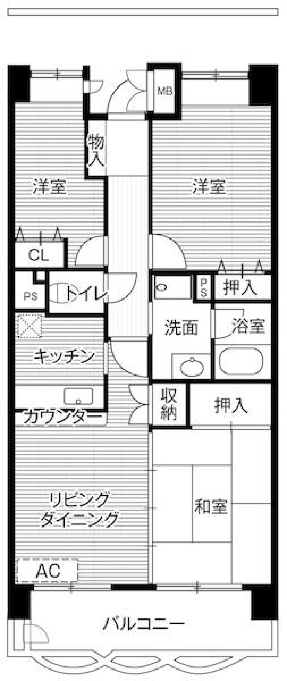 ビレッジハウス潮見タワー1号棟の間取り図