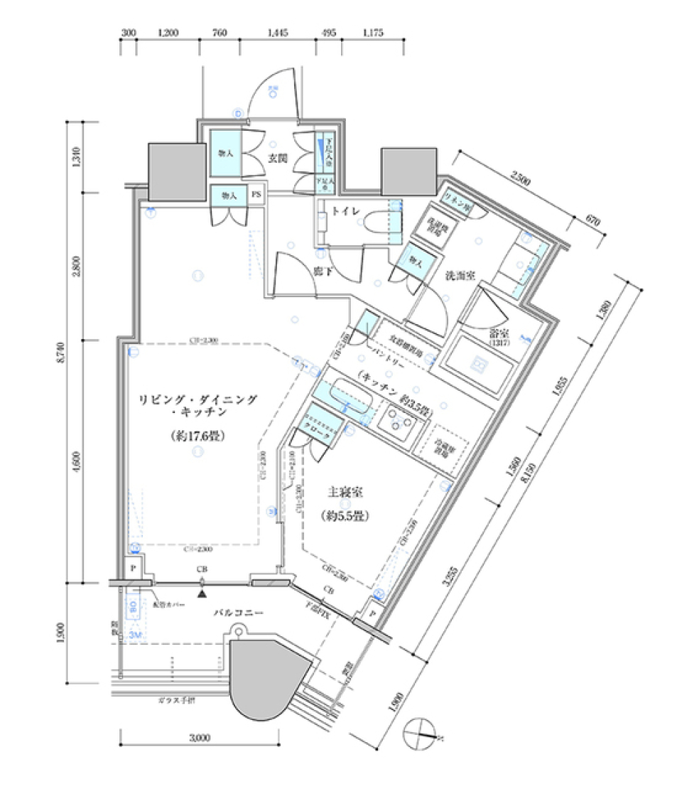 パークタワー勝どき　サウス棟　3818号室の間取り図