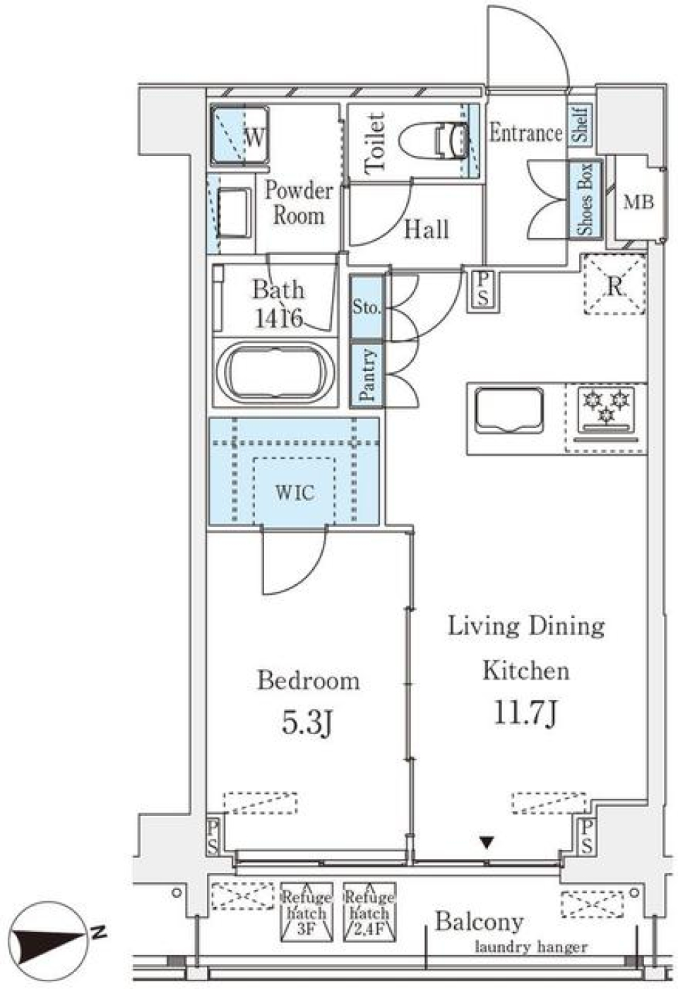 Ｔｈｅ　Ｖｅｒｌｕｘ　Ｔａｋａｎａｗａ　202号室の間取り図