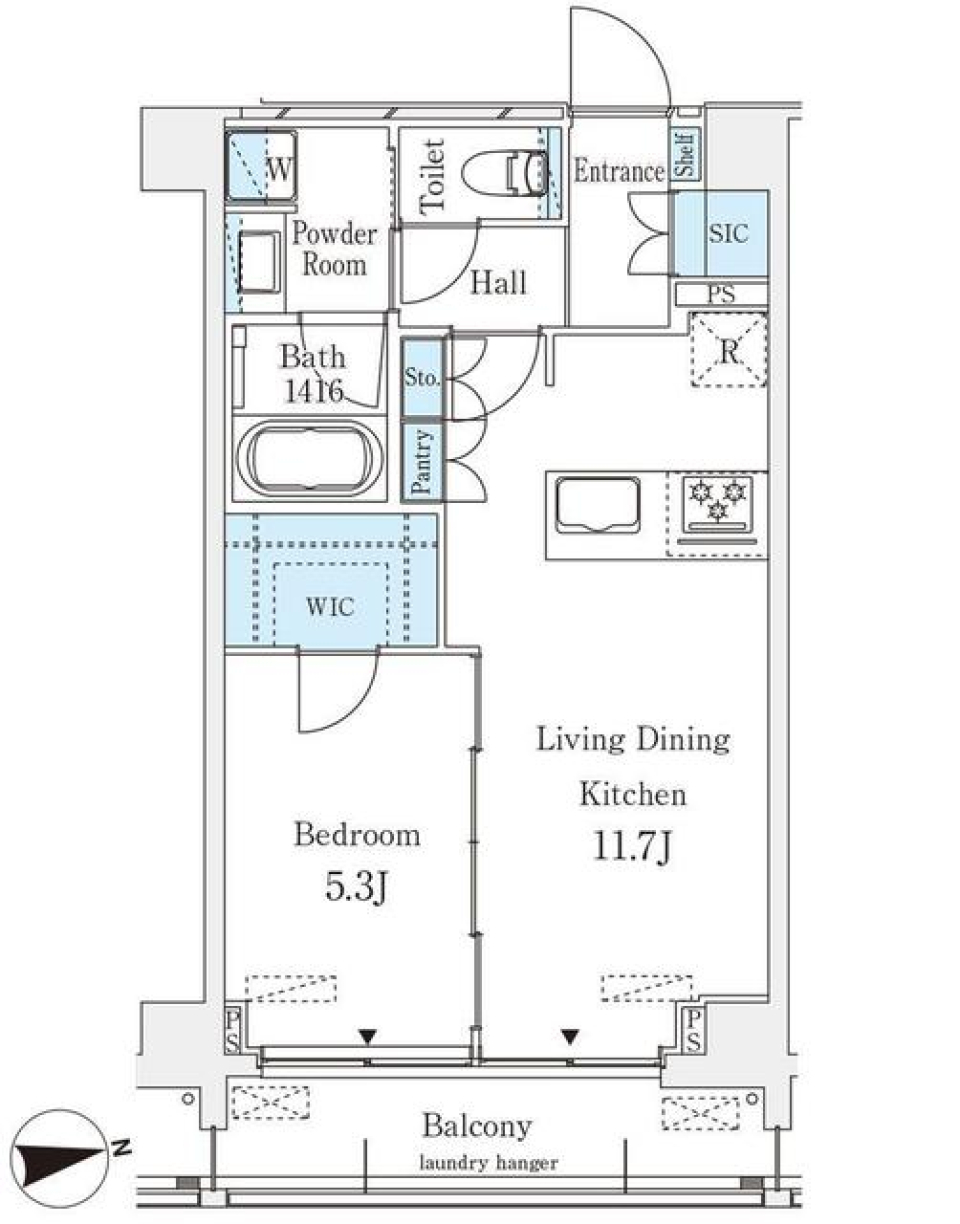 Ｔｈｅ　Ｖｅｒｌｕｘ　Ｔａｋａｎａｗａ　303号室の間取り図