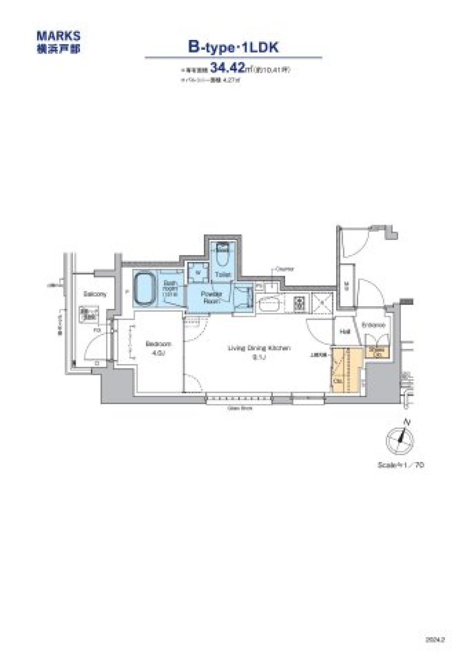 MARKS横浜戸部　702号室［ペット可］の間取り図