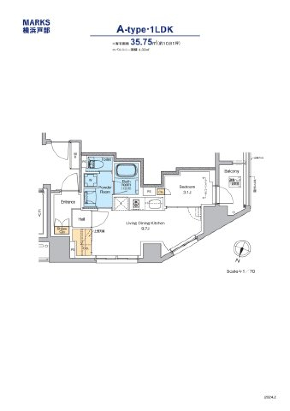 MARKS横浜戸部　601号室［ペット可］の間取り図