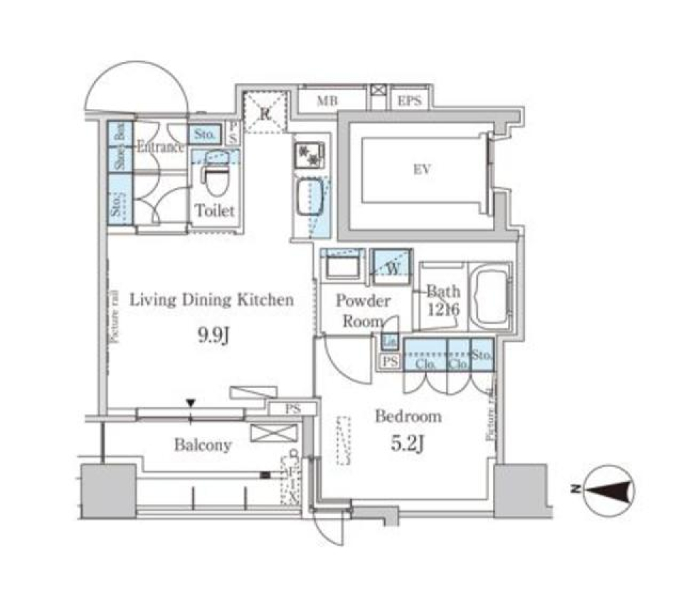 光り溢れる部屋で　パークアクシス菊川909号室の間取り図