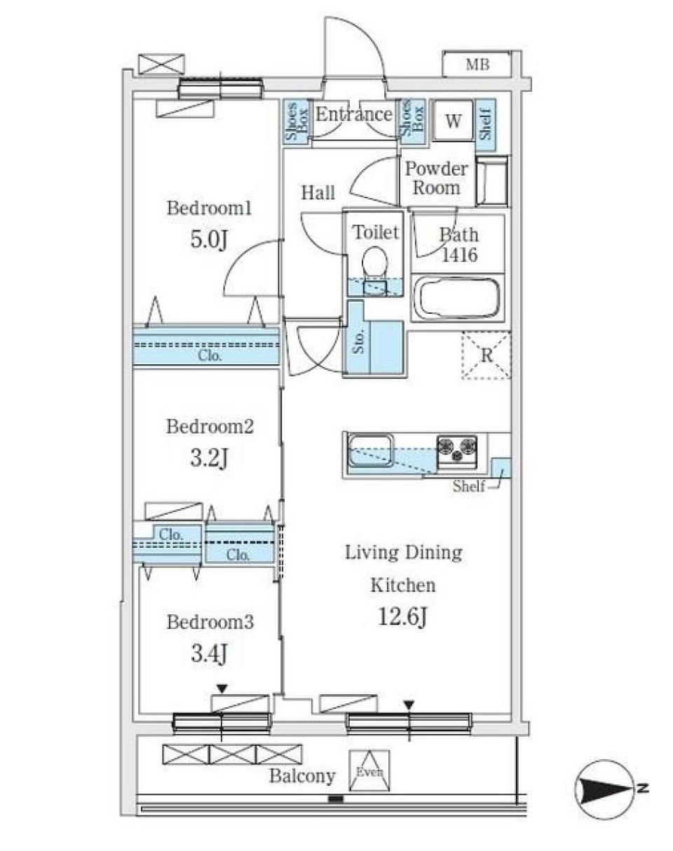 練馬で３LDKライフの間取り図