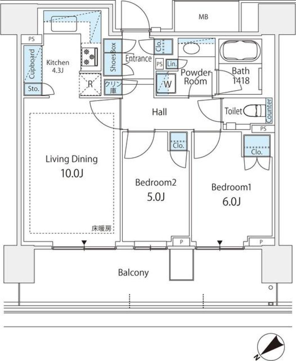 料理好き必見！広々キッチンのお部屋［新築］の間取り図