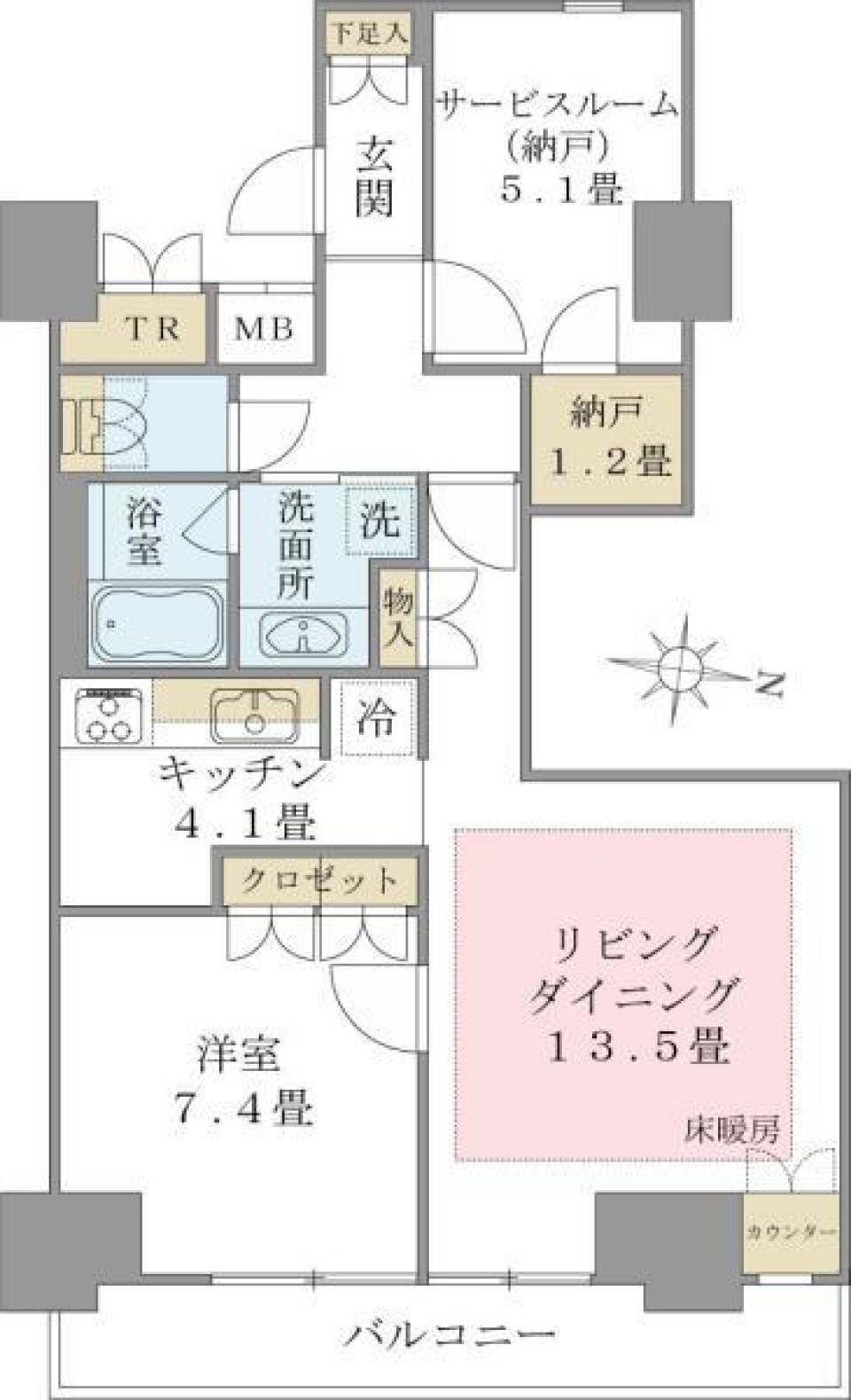 水に囲まれたオアシスの間取り図