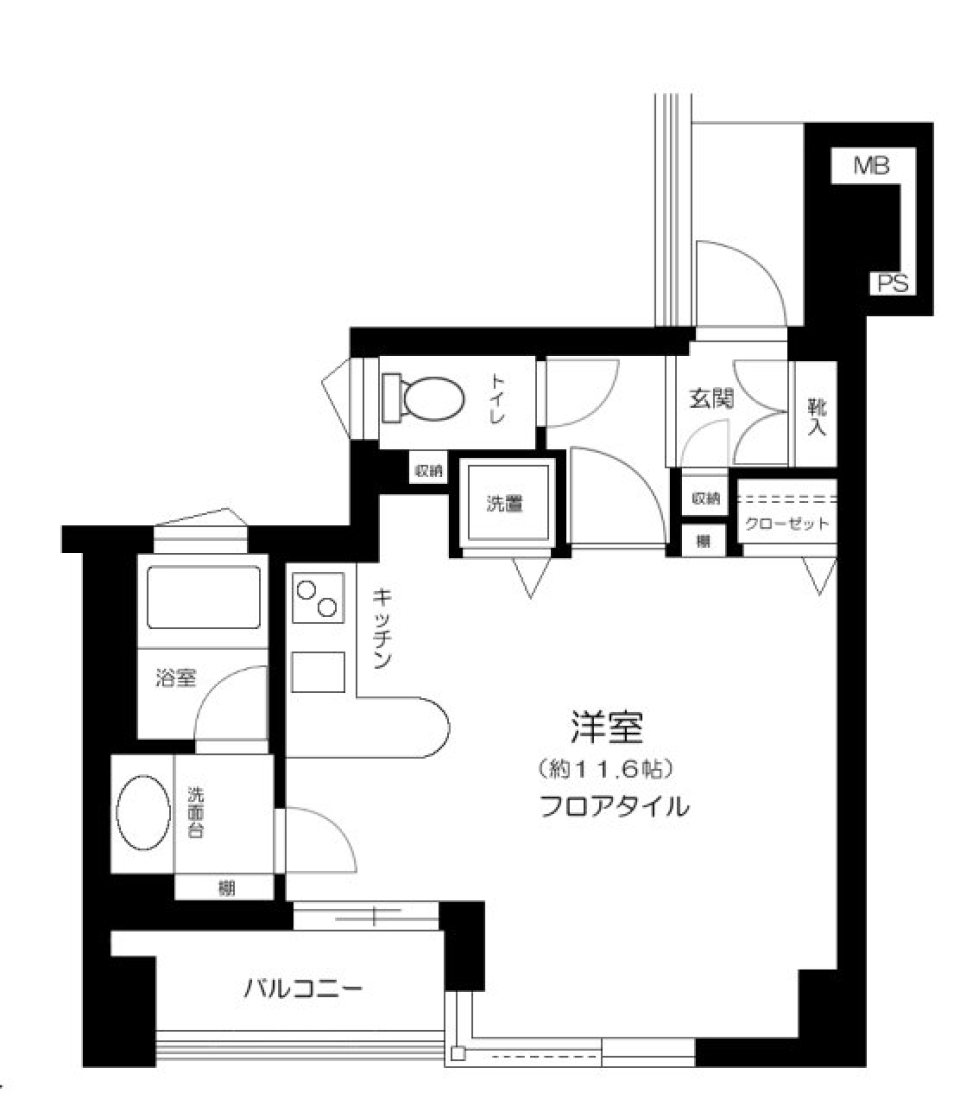 1Rカウンター付きキッチンが魅力のお部屋！の間取り図