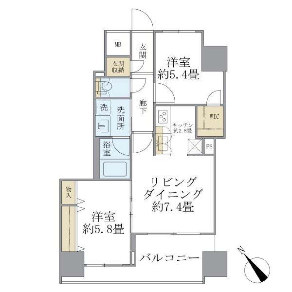 豊島区で広々とした２LDKの暮らしの間取り図