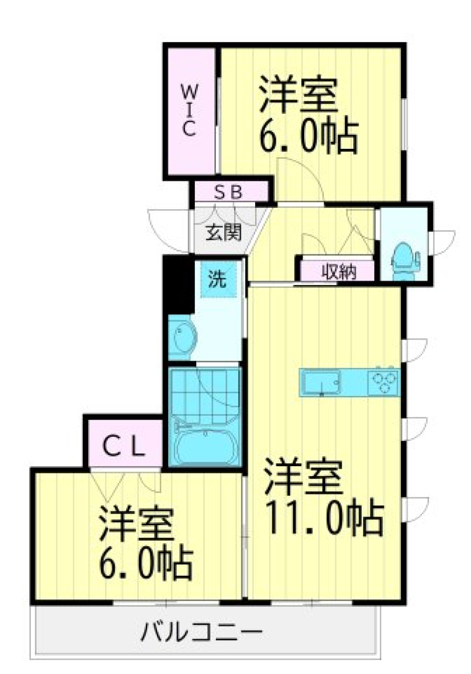 ティファニーブルーが彩るリビングの間取り図