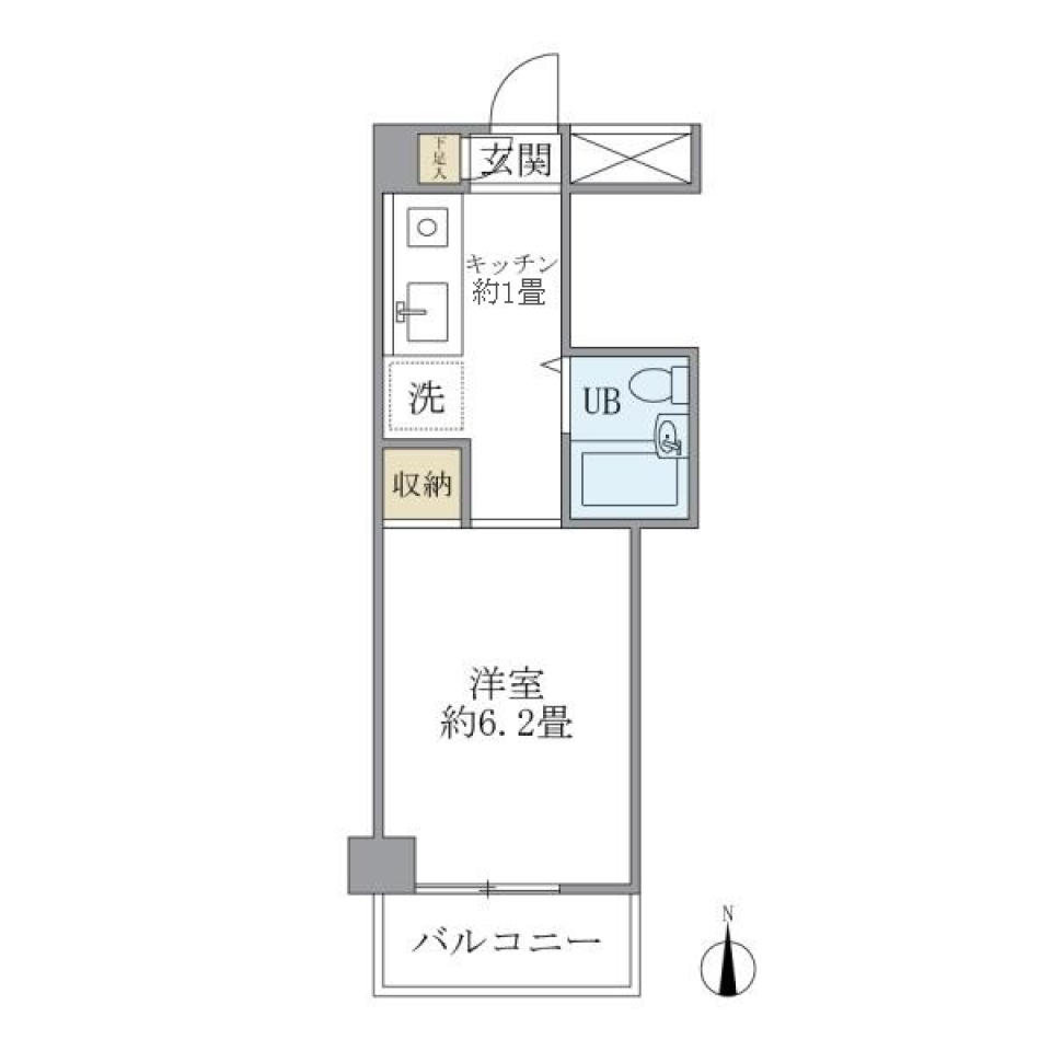 コスパ抜群！旗の台駅近の南向きシンプル6.2帖の部屋の間取り図