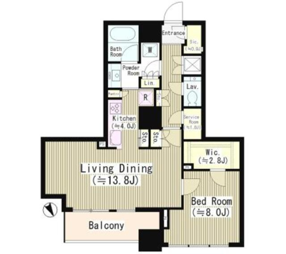 バルコニーから見える景色に癒されての間取り図